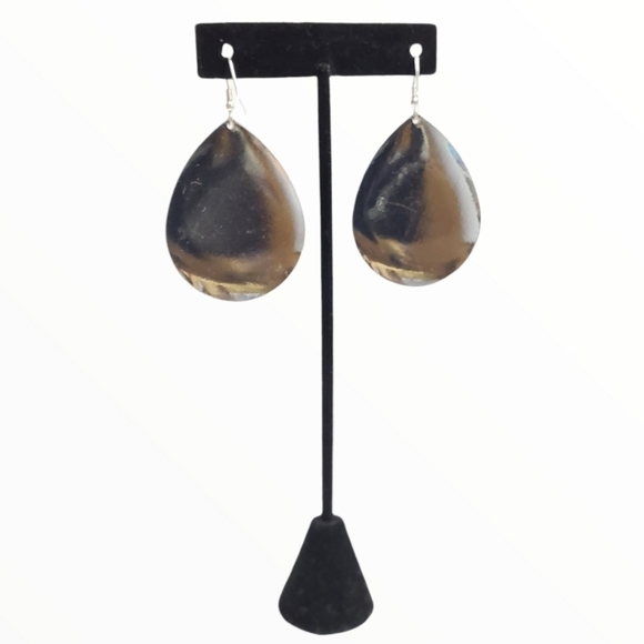 Silvertone drop dangle teardrop earrings - Picture 3 of 8